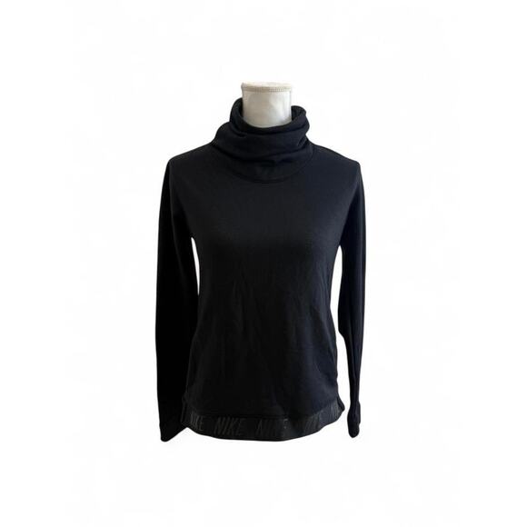 Nike Dri-Fit Black Cowl Neck Long Sleeve Pullover Womens Size Small Athletic Top - Picture 2 of 7